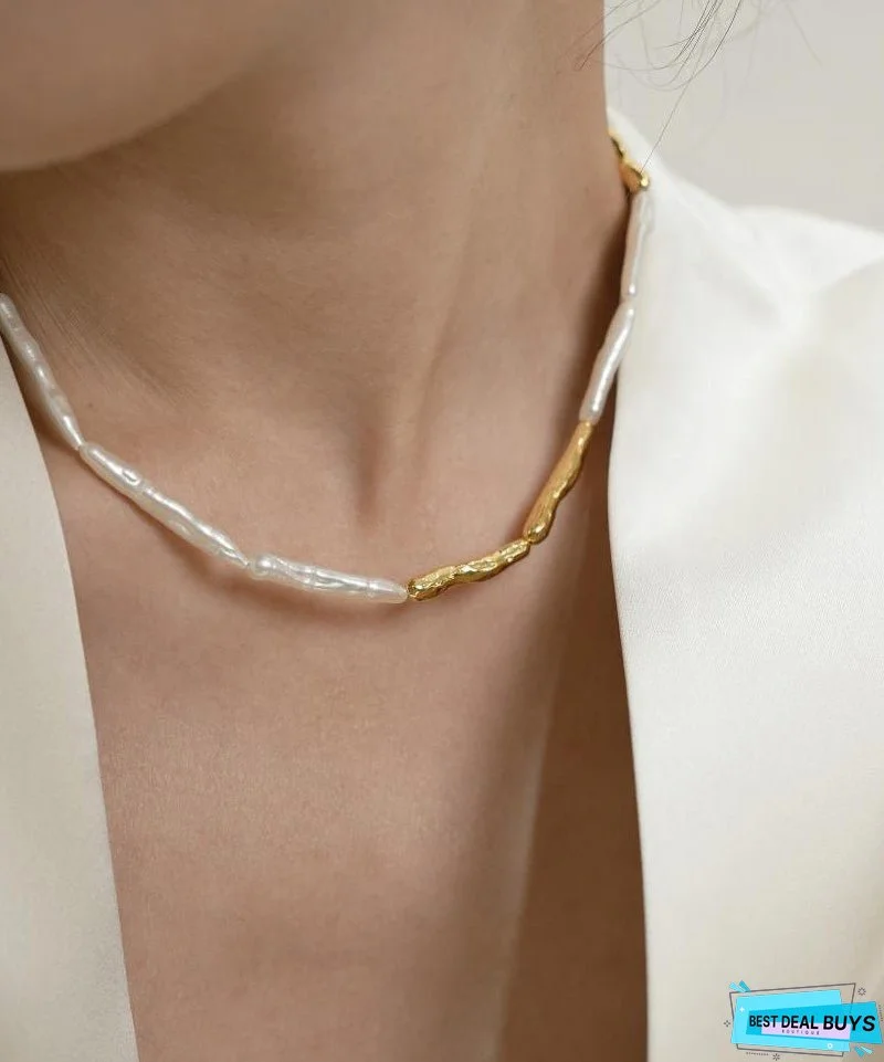 Modern Colorblock Alloy Pearl Princess Necklace