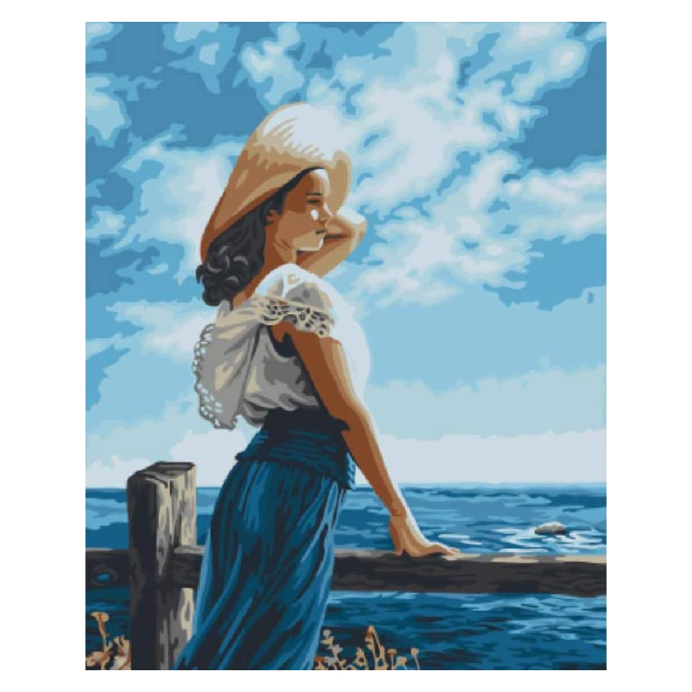 

Seaside Girl - 11CT Stamped Cross Stitch - 50*40CM, 501 Original