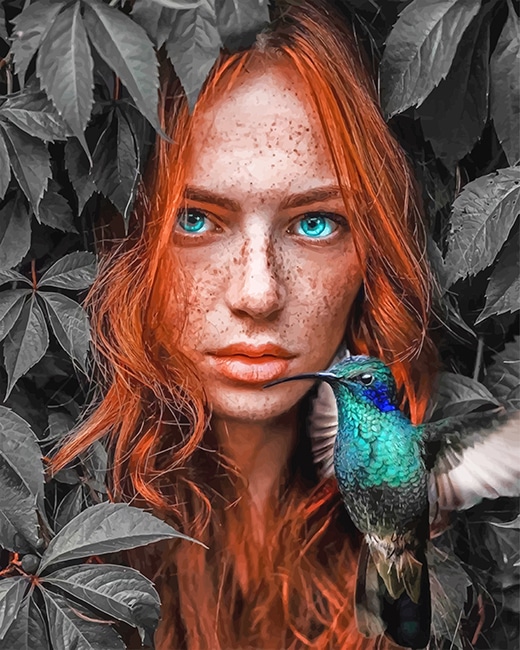 

Ginger Woman with Bird – Paint By Numbers - 40*50CM, 501 Original