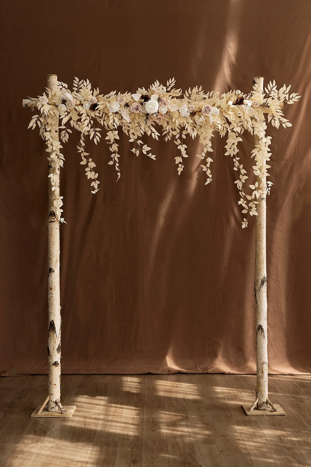 6.5ft Flower Garland with Hanging Vines in White & Beige