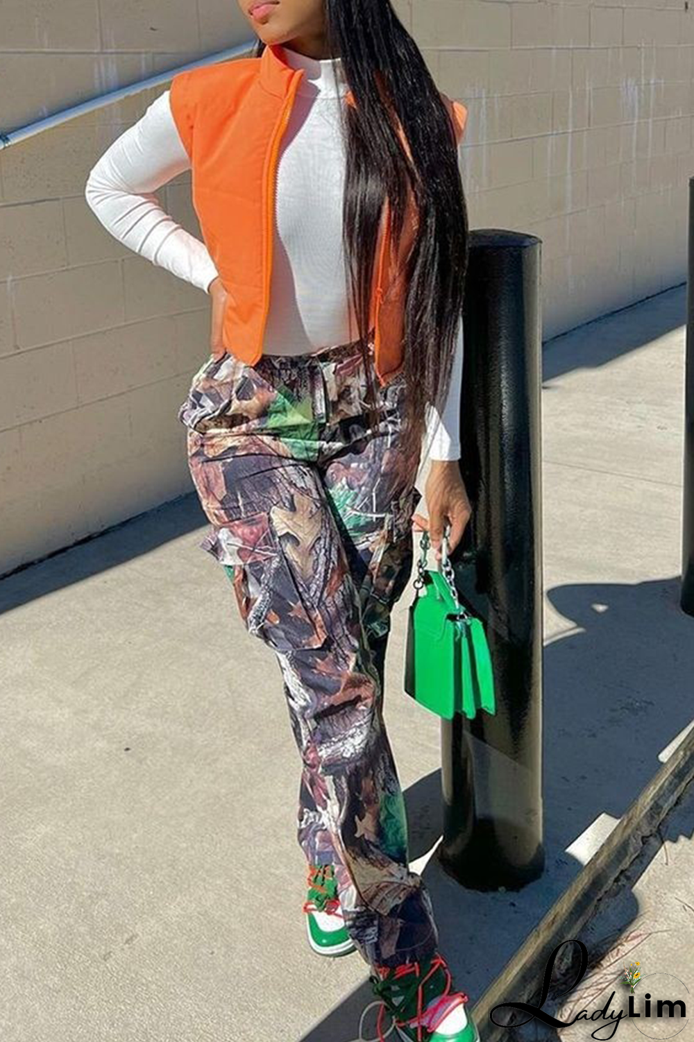 Colour Fashion Print Patchwork Harlan Mid Waist Harlan Full Print Bottoms