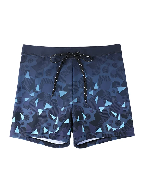 Stretch Navy geometric clashing Shorts (Gray)