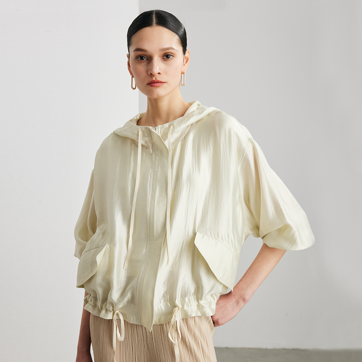 Silk Hooded Jacket Versatile For Daily REAL SILK LIFE