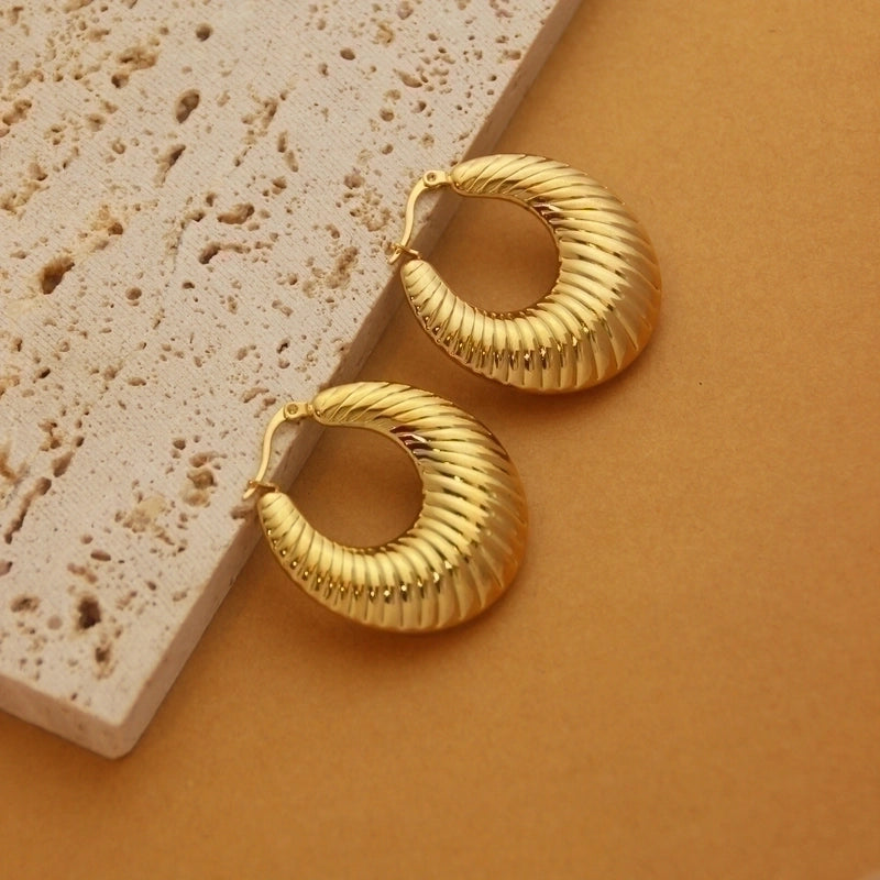 1 Pair Retro Minimalist C Shape U Shape Solid Color Plating Titanium Steel 18k Gold Plated Earrings