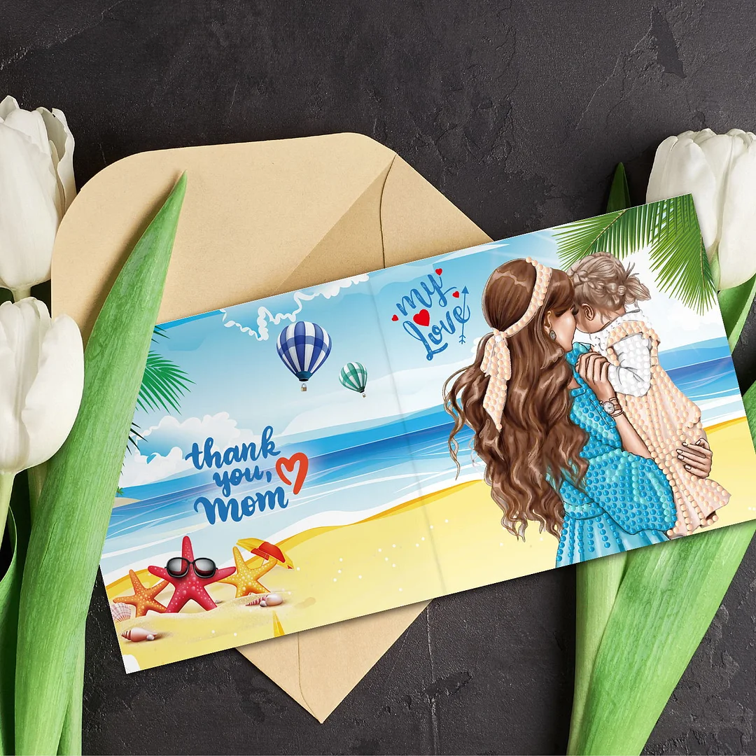 12pcs DIY Diamond Painting Greeting Cards Mosaic Birthday Postcard