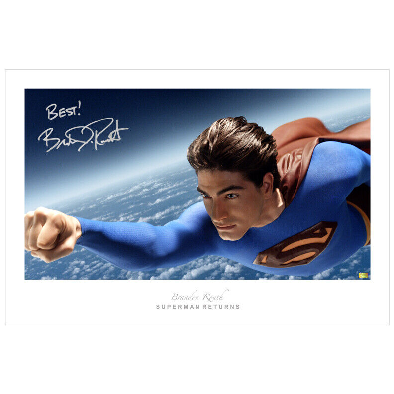 Brandon Routh Autographed Superman Returns Soaring 20x30 Fine Art Photo Poster painting