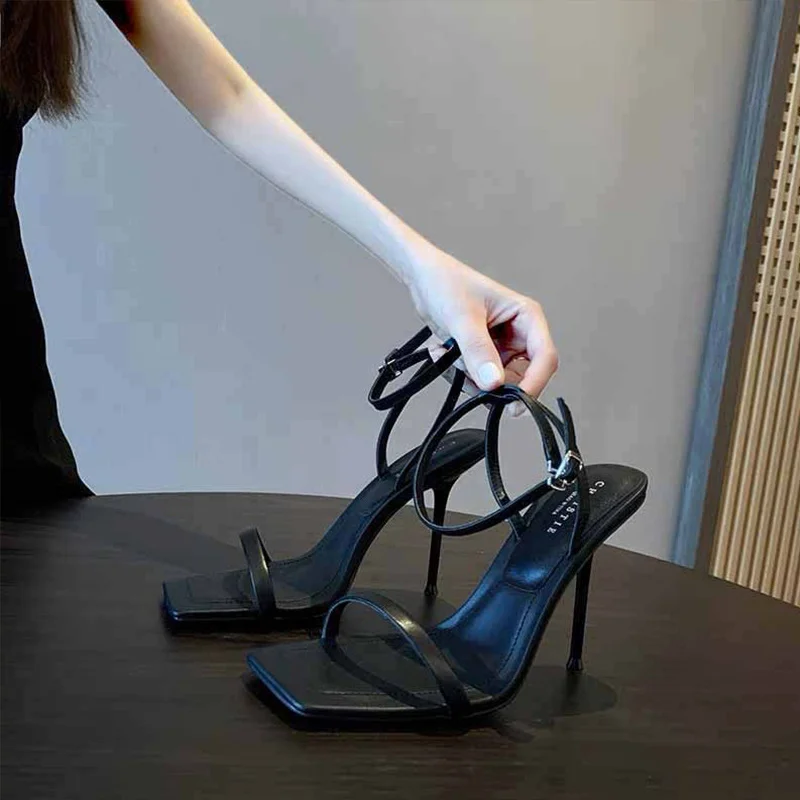 Breakj Breakj Word With Sandals Women 2025 Summer New Temperament Niche Design Fine Heel High-Heeled Shoes Toe