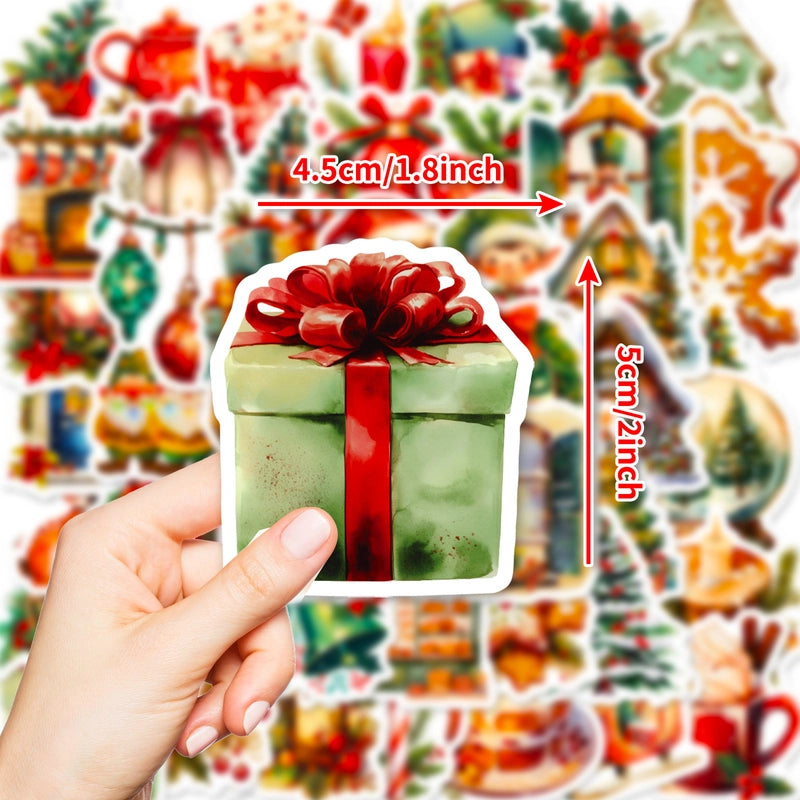 2 Pieces 50 PCS/Package Christmas Tree Graduation Christmas PP Cute Retro Stickers