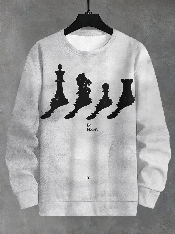 Men's Chess Graphic Be Honest Print Casual Sweatshirt