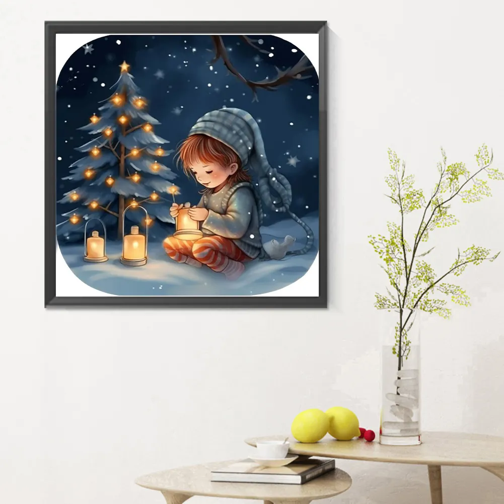 Full Round Diamond Painting 30*30cm - Snow Guard Night