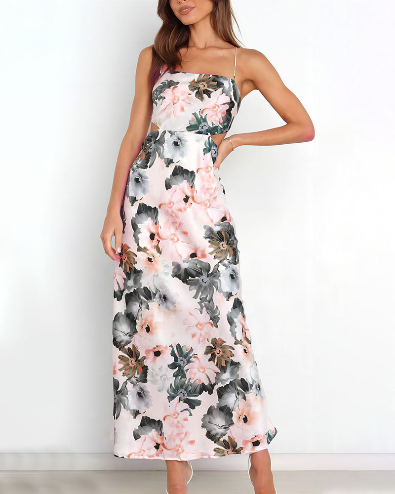 Rotimia Summer Lace Printed Satin Elegant Dress