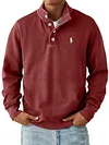 Men's Stylish Buttoned Stand Collar Sweatshirt