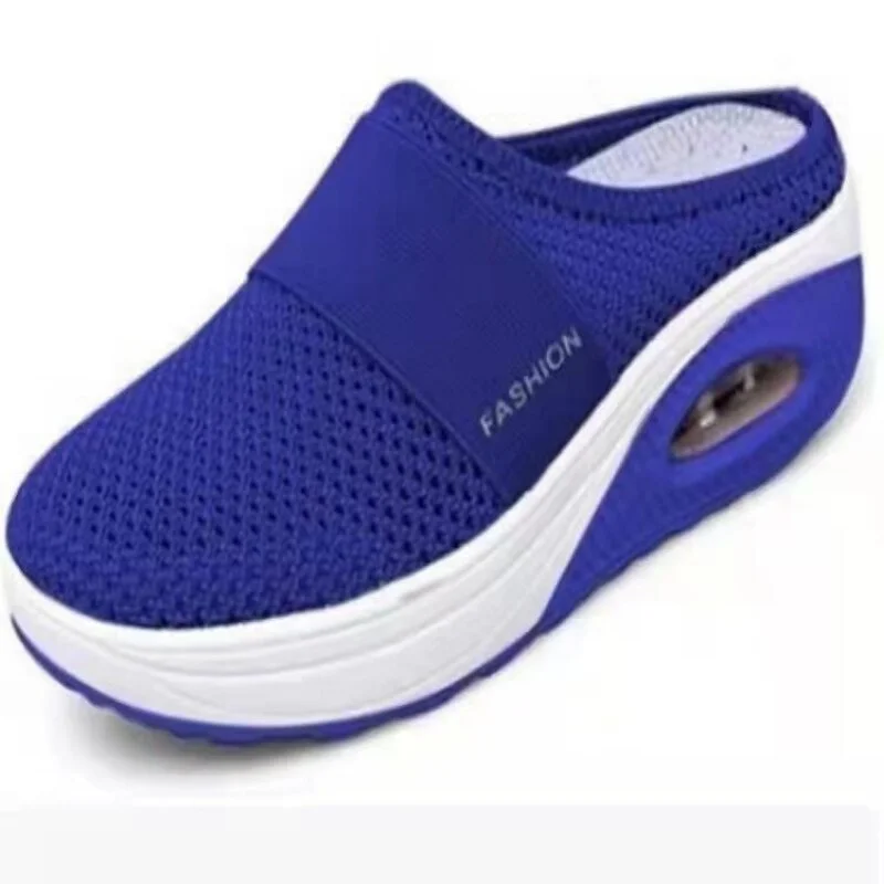 Canrulo Women Walking Shoes Air Cushion Slip-On Orthopedic Diabetic Ladies Platform Mules Mesh Lightweight Slipper Wedge Female Sneaker