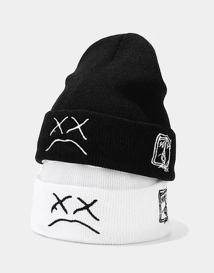 Sad Face Knitted Beanies Hat