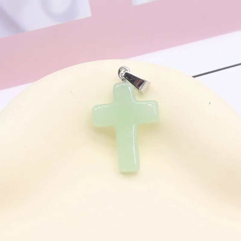 1 Piece 2.5*1.8cm Natural Stone Cross Pendant