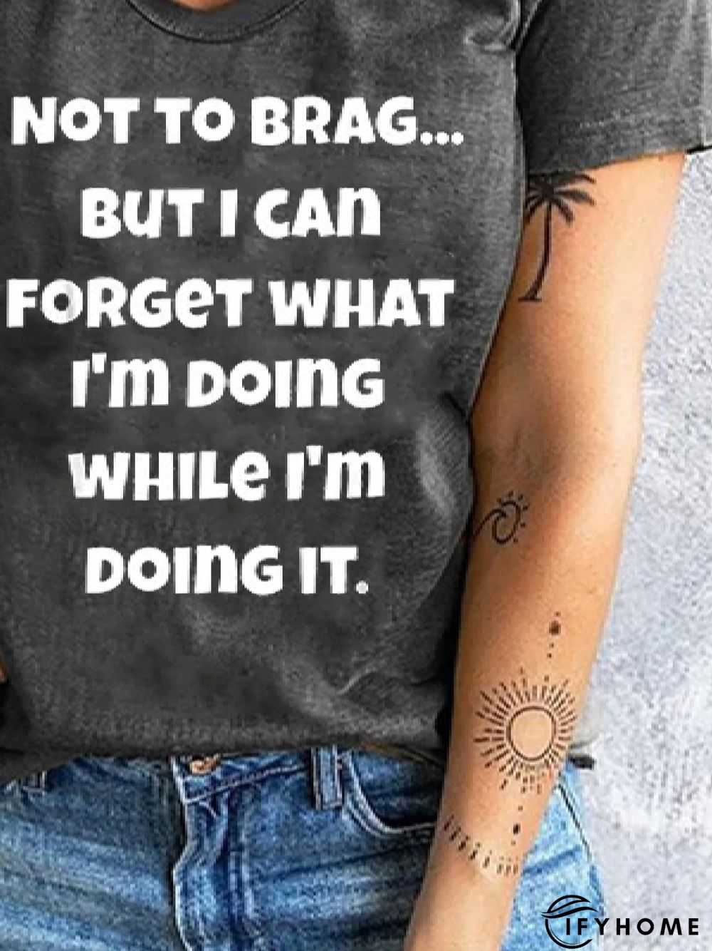 Casual Letter Loosen V Neck Short Sleeve T-Shirt | IFYHOME