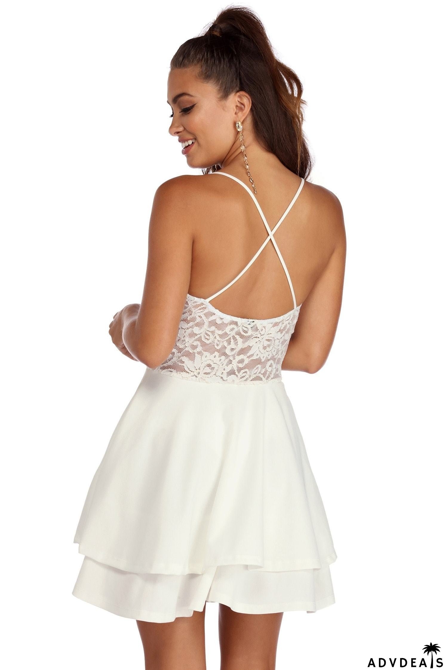 Graced In Stylish Lace Skater Dress