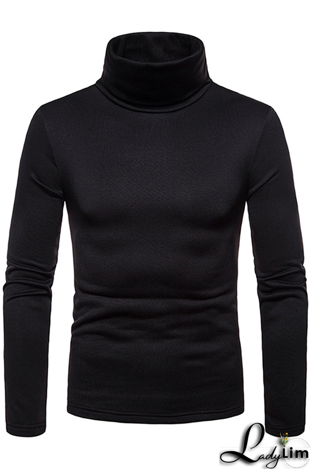 Navy Blue Fashion Casual Solid Split Joint Basic Turtleneck Tops