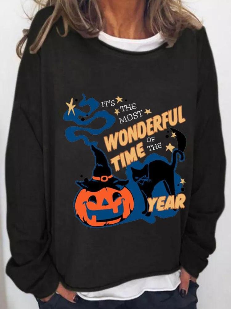 It's The Most Wonderful Time Of The Year Printed Round Neck Sweatshirt