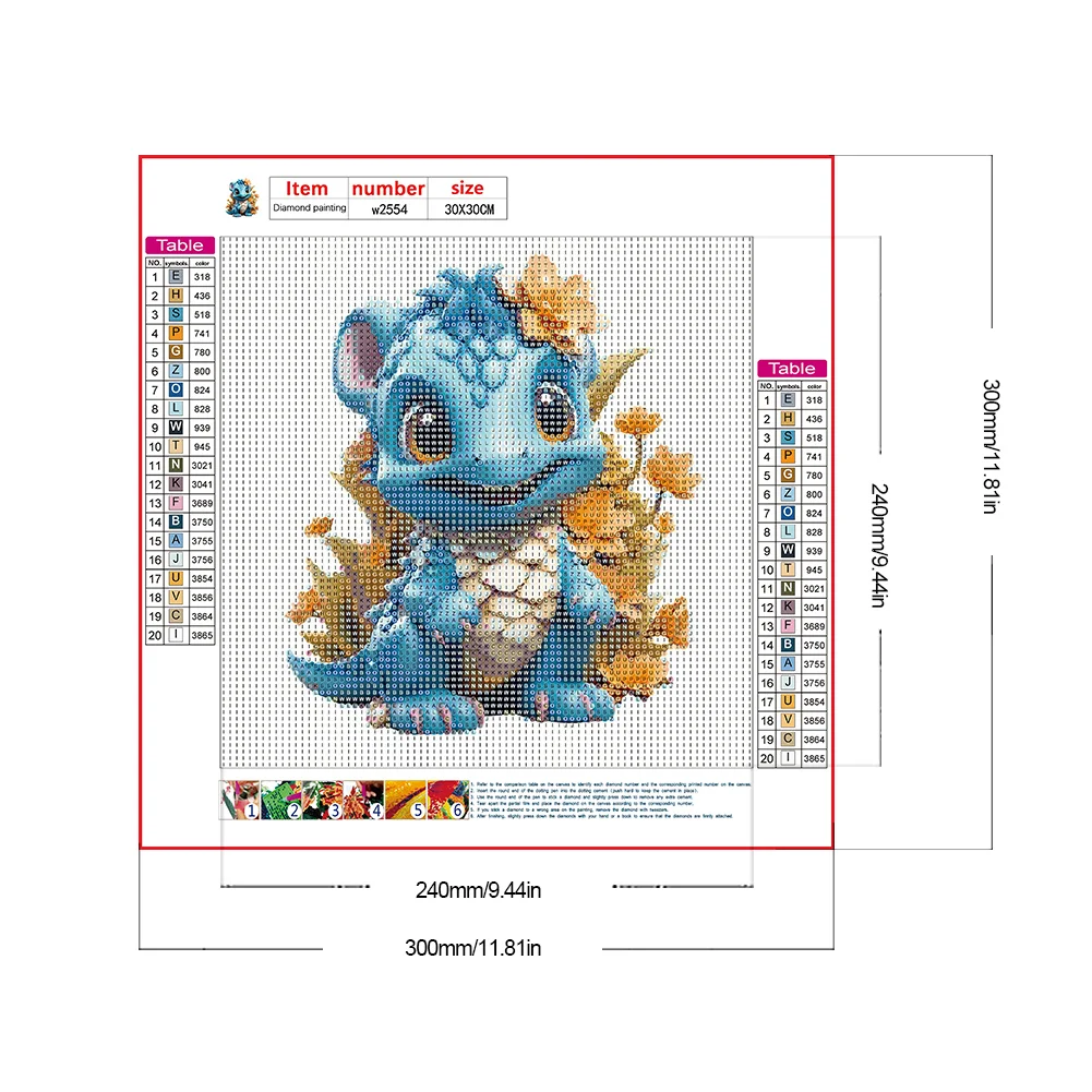 Full Round Diamond Painting 30*30cm - Little Dragon