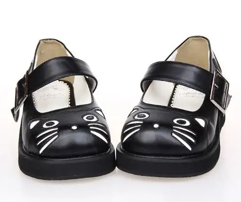 VCshoes Mori Girl Lolita Shoes Woman Cosplay Shoes Lady Low Heels Wedges Pumps Women Shoe Lovely Cat Face Buckle