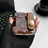 Leather case compatible with iPhone 14 15 case with wrist strap, leopard print.