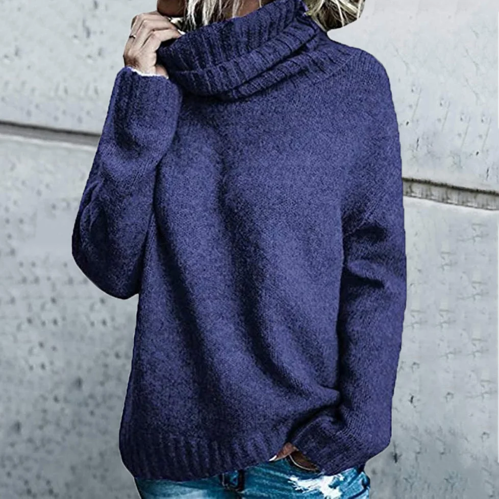 Vintage Irregular Turtleneck Long Sleeve Knitted Sweater