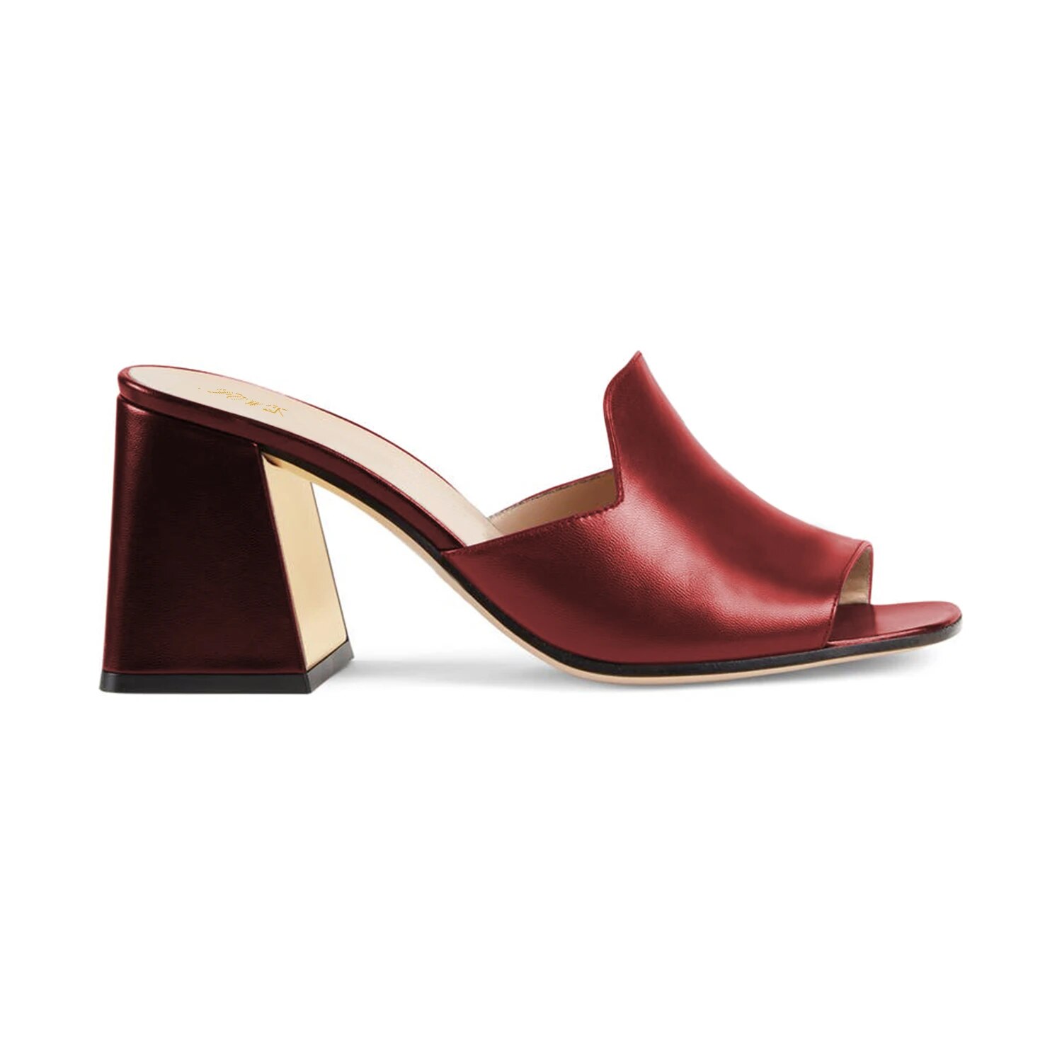 TAAFO Leaf Pattern High Chunky Heels Women Mules Slippers Square Toe Ladies Concise Outside Shoes 