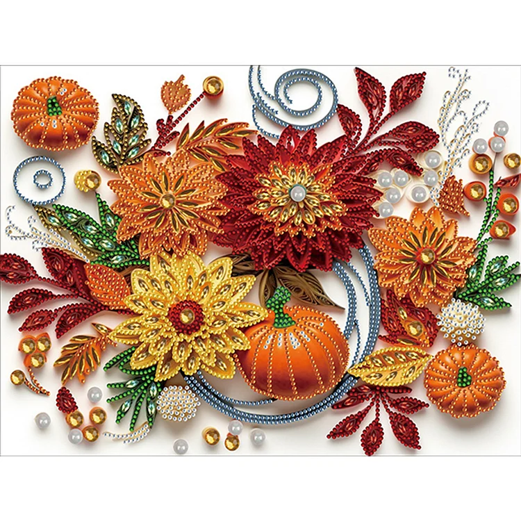 Autumn Pumpkin Paper Painting 40*30CM(Canvas) Special Shaped Drill Diamond Painting gbfke