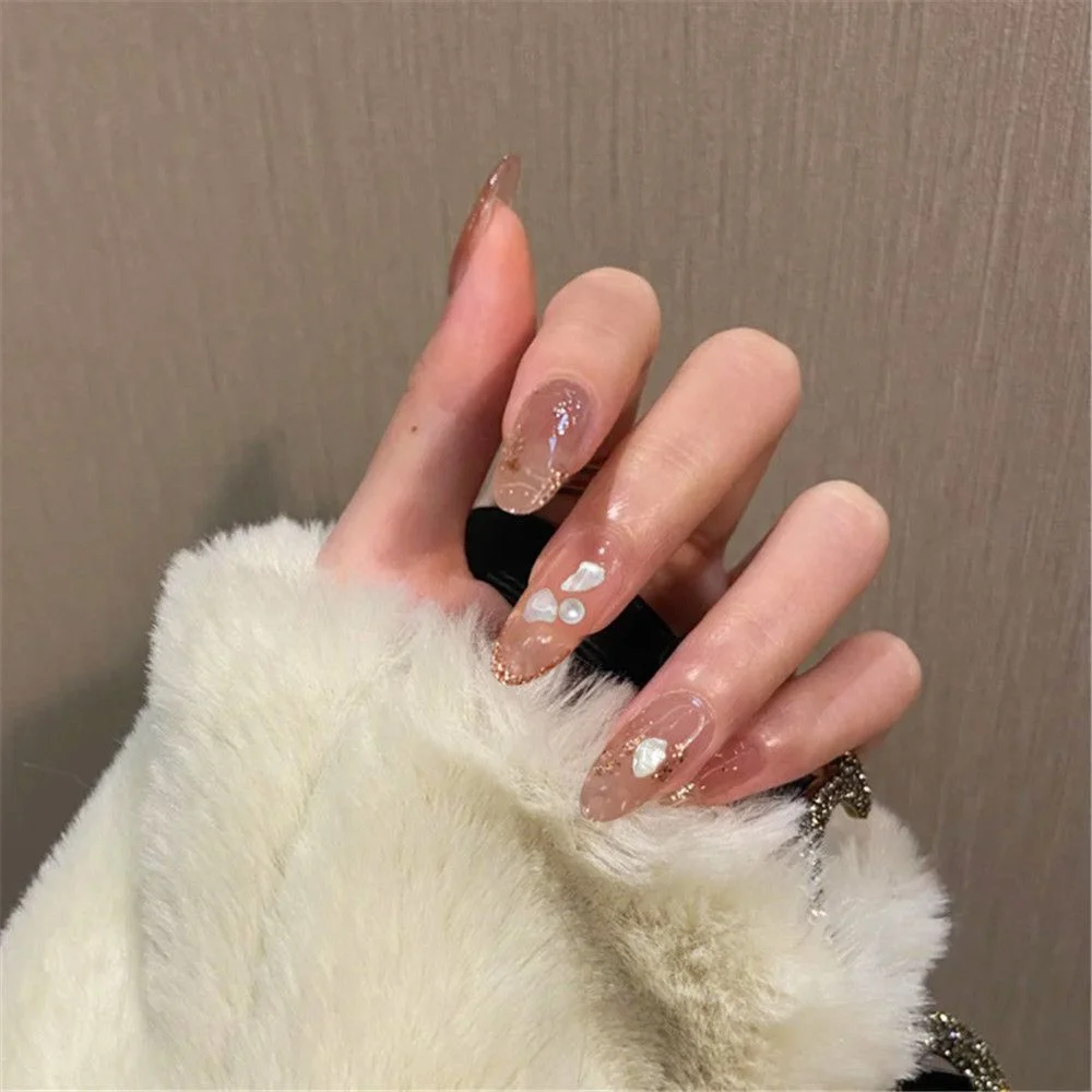 24Pcs Luxe Shining Rhinestone Wedding False Nails Transparent Glitter Gems Crown Designed Square Full Short Fake Art Bride-Nail Inspo