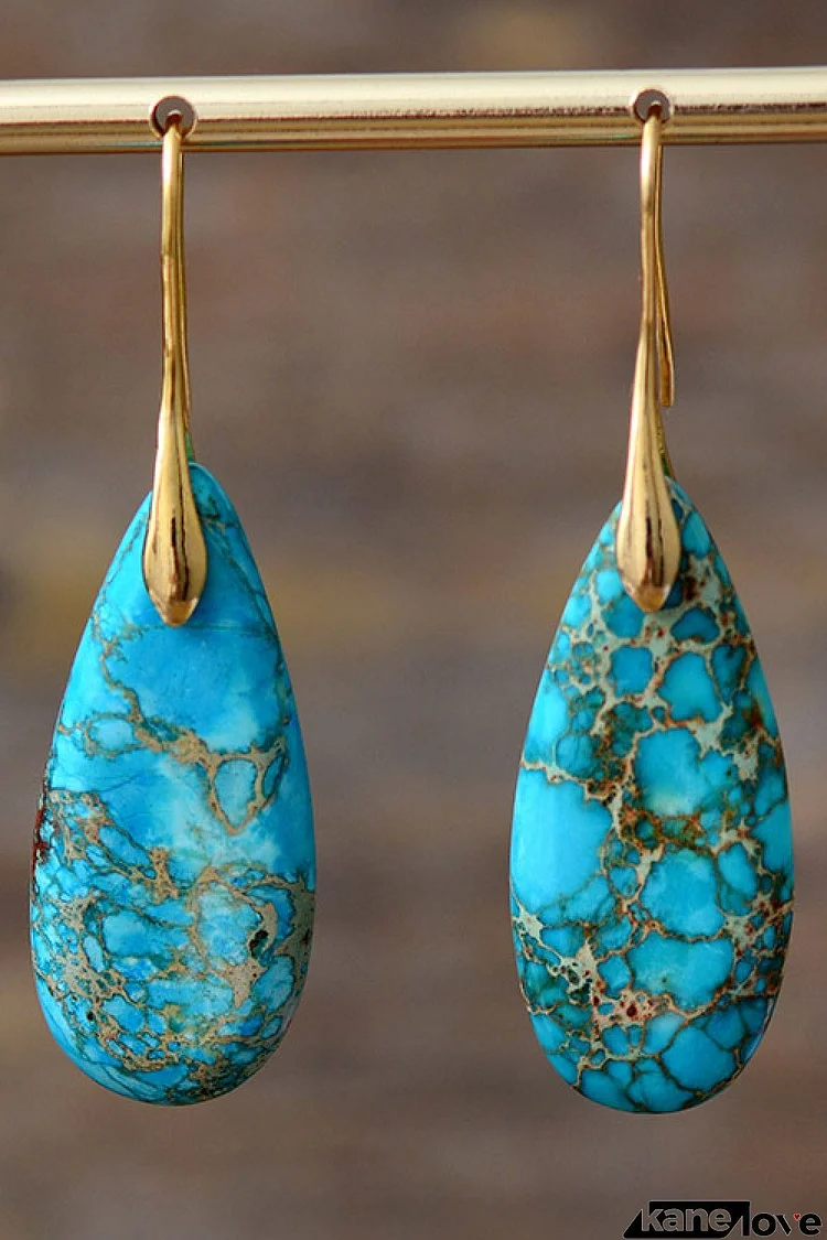 Handmade Teardrop Shape Natural Stone Dangle Earrings