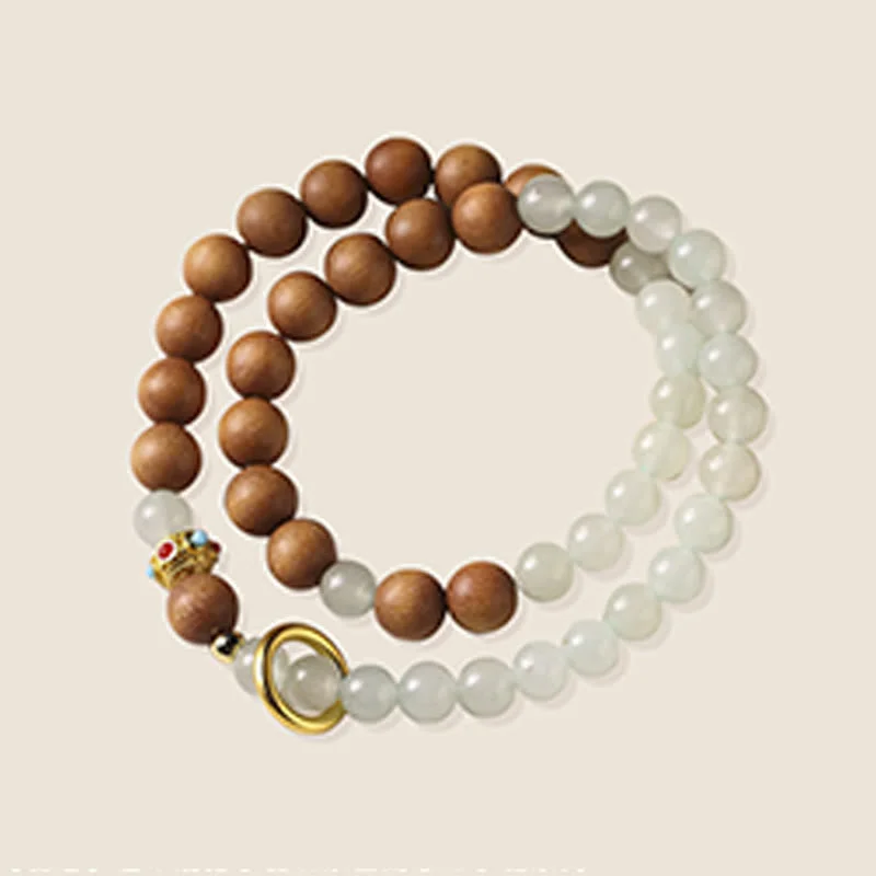 Natural Sandalwood Crystal Protection Double Wrap Bracelet