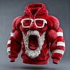 3D Print Christmas Ugly Sweater Men's Vintage Funny Santa Claus Hooded Hoodie by Inlyline