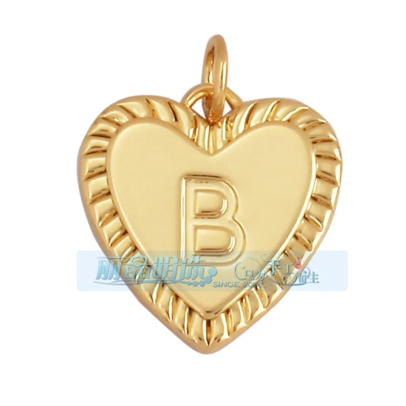 1 Piece 15 * 19mm Hole 5~5.9mm Copper Zircon Letter Heart Shape Pendant Jewelry Accessories