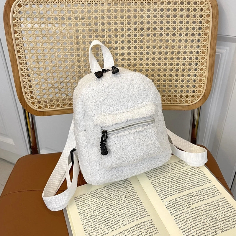 Plush Backpack Women’s Small Bag Fashion Mini Cute Student Small Schoolbag Autumn And Winter New Shopping Small Backpack