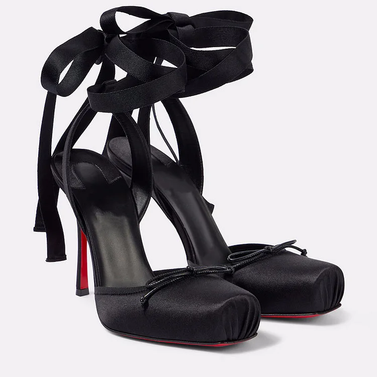 100mm Elegant Silk Pumps Red Bottom Party Shoes Wedding Banquet Shoes VOCOSI VOCOSI