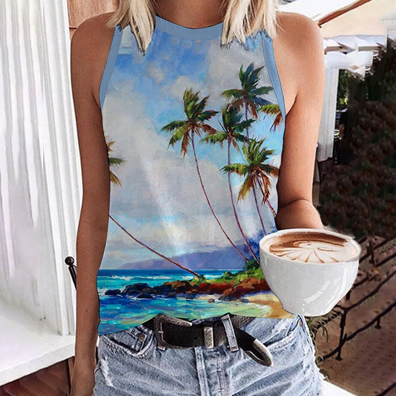 Lahaina Beach Print Tank Top  artssus