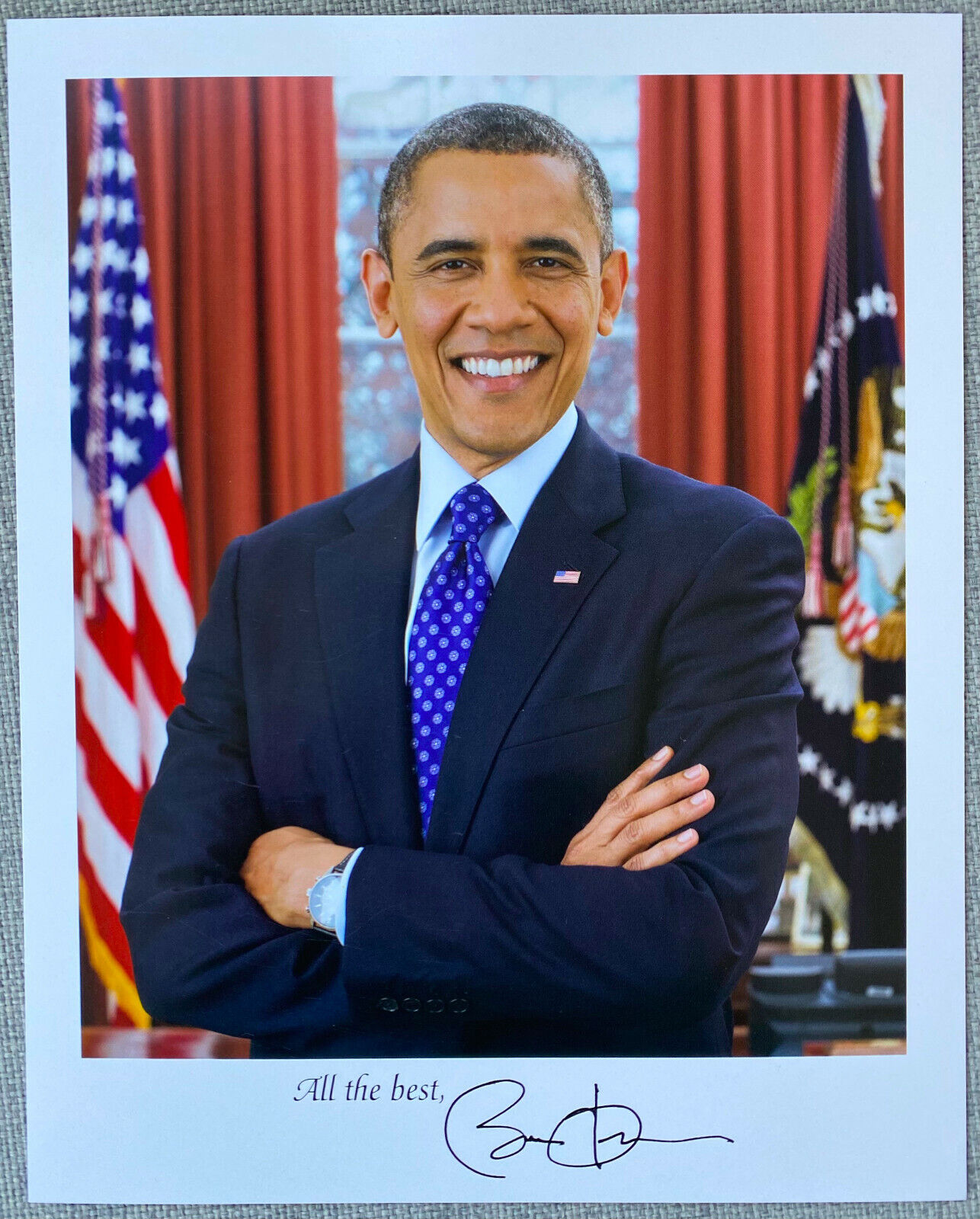 United States President Barack Obama Signed 8x10 Color Photo Poster painting - Rare Collectible