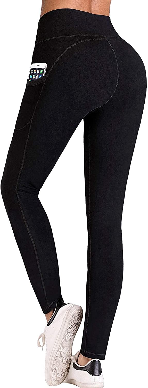 High Waist Yoga Pants with Pockets, Tummy Control, Workout Pants for Women 4 Way Stretch Yoga Leggings with Pockets
