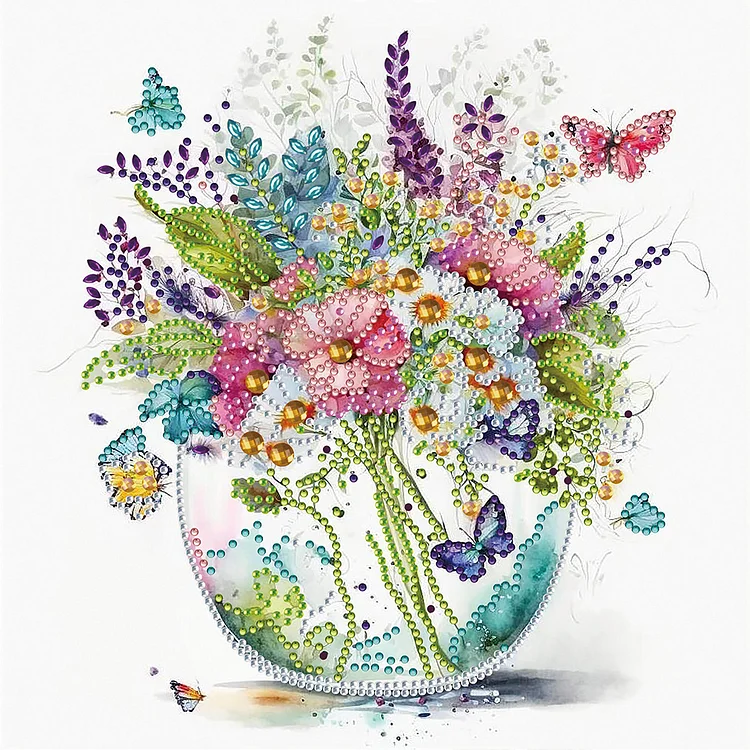 Blue Green Vase 30*30CM (Canvas) Special Drill Diamond Painting gbfke