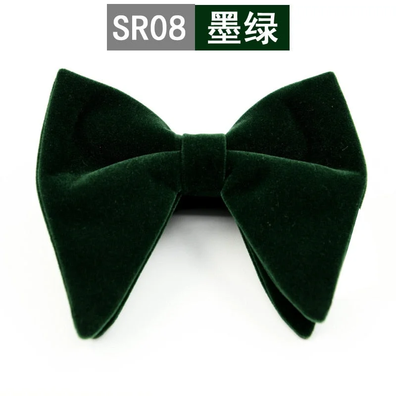 New Fashion Velvet Big Bowties for Women Mens Groom Wedding Bow Tie Skinny Solid Color Gravatas Slim Black Cravat Accessories