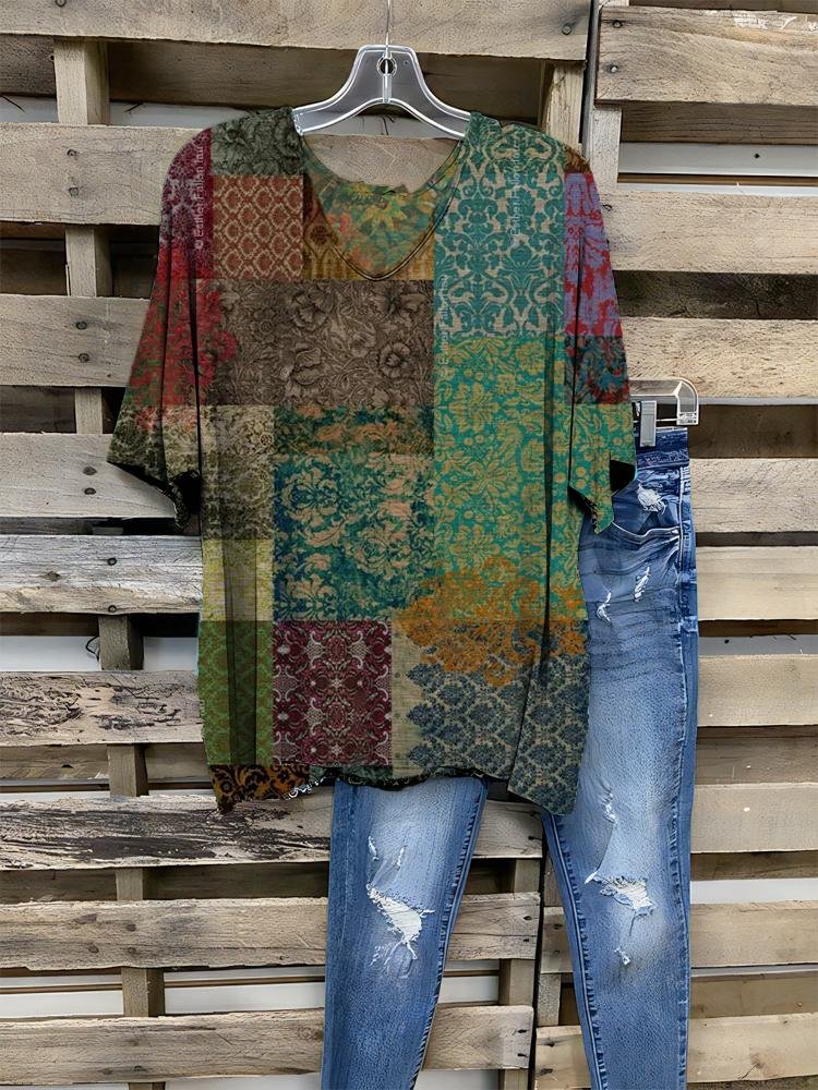 Women's New Retro Style Printed Half-sleeve T-shirt