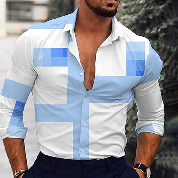 BrosWear Men's Colorblock Casual Long Sleeve Shirt