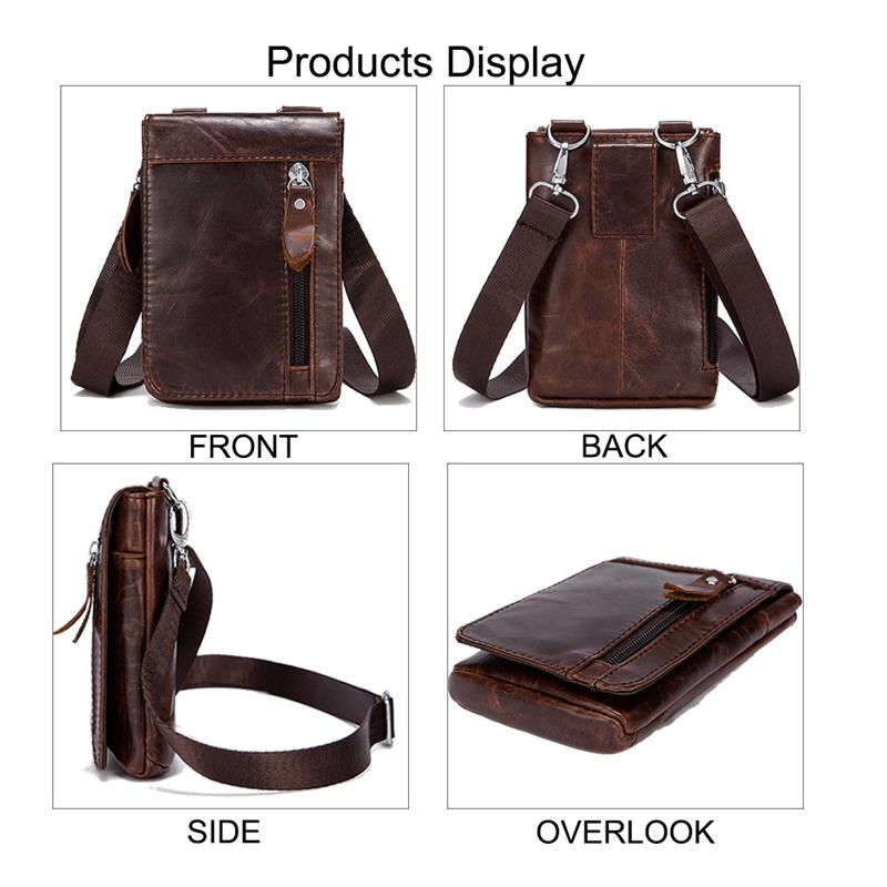 Mens Vintage Fashion Outdoor Mobile Phone Leather Waist Packs