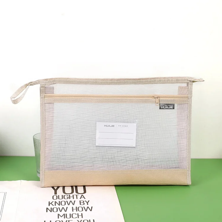 Journalsay Thickened Double Layer Nylon Mesh Storage Bag Portable Transparent Document Bag