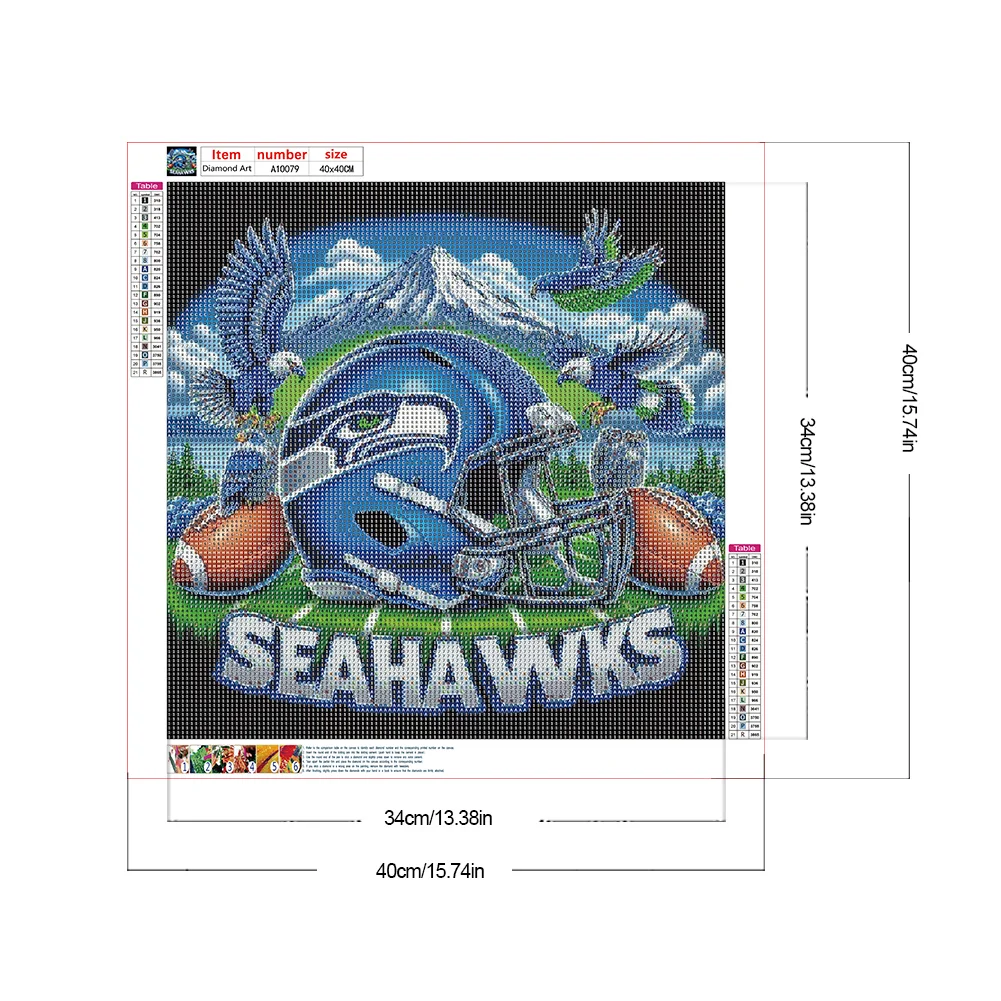 Diamond Painting - Full Round Drill - Seattle Seahawks Helmet(Canvas|40*40cm)