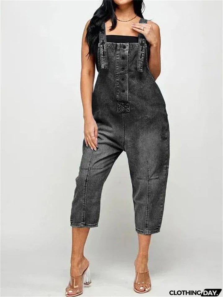 Fashion Relaxed Hard-wearing Ladies Denim Jumpsuits