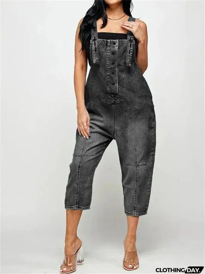 Fashion Relaxed Hard-wearing Ladies Denim Jumpsuits