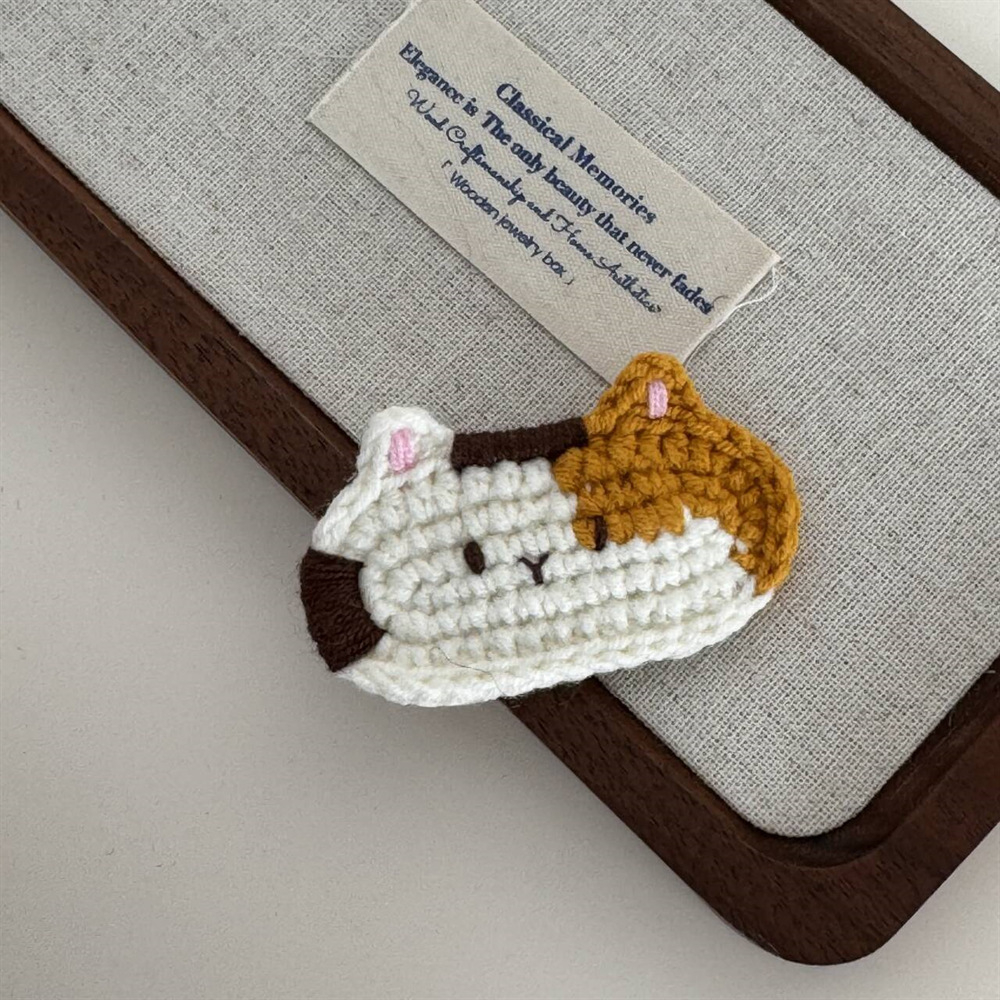 Wool Crochet Cartoon Cat Bb Clip wearshes