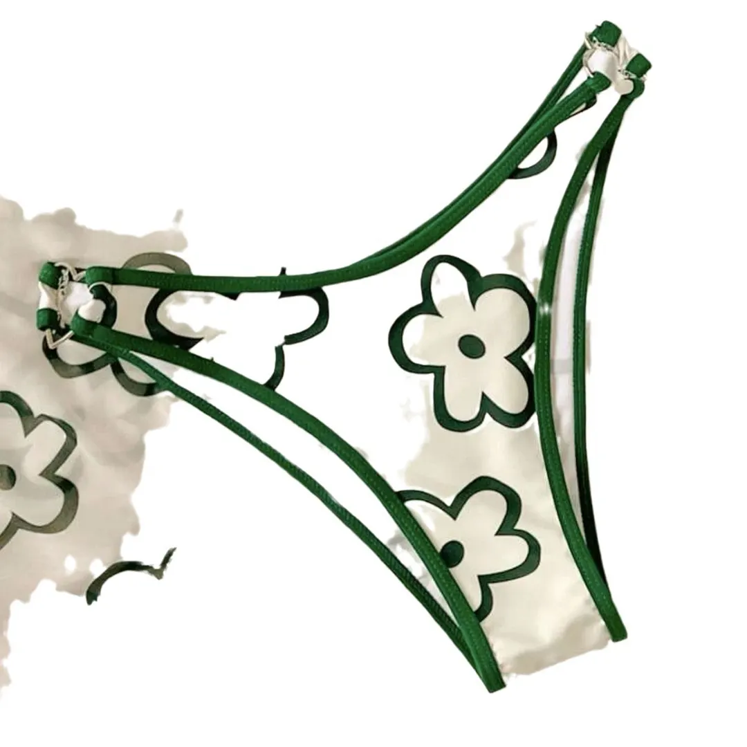 Uveng 2023 New Ins Wind Drawstring Tied With Love Three-Piece Swimsuit Bikini